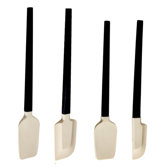 Ustensile de Bucatarie, din 4 bucati, din Silicon si Lemn, Spatule de Diferite Dimensiuni, Termo rezistente, Antiaderente, Instrument de Amestecat in Bucatarie