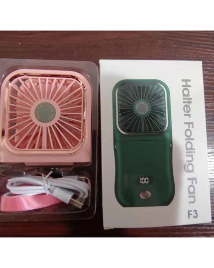 Ventilator Portabil 1, de Mana, de Gat, de Birou,3 Trepte de Viteza, Incarcare USB, Pliabil, Afisaj Digital, Suport Telefon