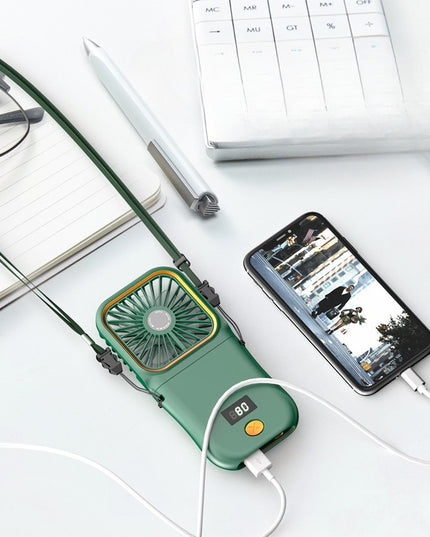 Ventilator Portabil 1, de Mana, de Gat, de Birou,3 Trepte de Viteza, Incarcare USB, Pliabil, Afisaj Digital, Suport Telefon