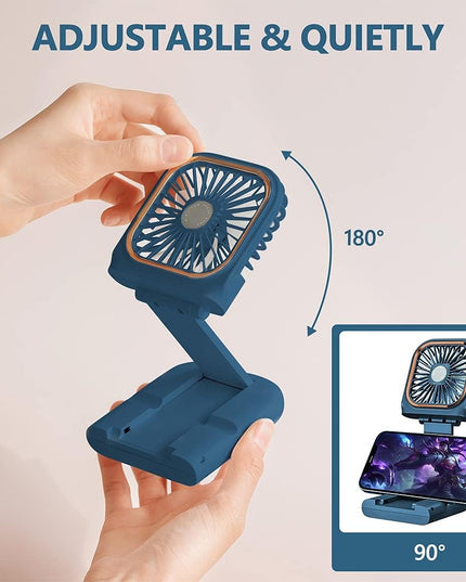 Ventilator Portabil 1, de Mana, de Gat, de Birou,3 Trepte de Viteza, Incarcare USB, Pliabil, Afisaj Digital, Suport Telefon