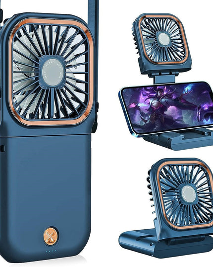Ventilator Portabil 1, de Mana, de Gat, de Birou,3 Trepte de Viteza, Incarcare USB, Pliabil, Afisaj Digital, Suport Telefon