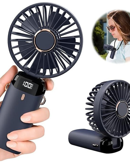 Ventilator Ultra Portabil cu Aromaterapie, 1, de Mana, de Birou, de Gat, 5 Trepte de Viteza, Incarcare USB, Autonomie 12h, Pliabil, cu Ecran LCD