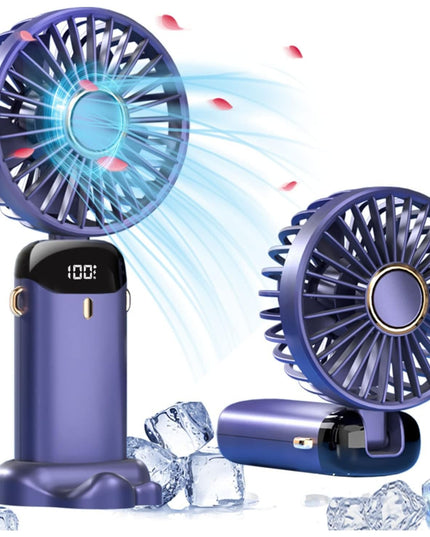 Ventilator Ultra Portabil cu Aromaterapie, 1, de Mana, de Birou, de Gat, 5 Trepte de Viteza, Incarcare USB, Autonomie 12h, Pliabil, cu Ecran LCD