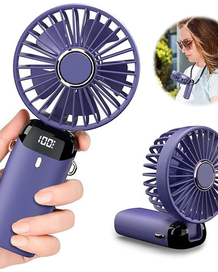 Ventilator Ultra Portabil cu Aromaterapie, 1, de Mana, de Birou, de Gat, 5 Trepte de Viteza, Incarcare USB, Autonomie 12h, Pliabil, cu Ecran LCD