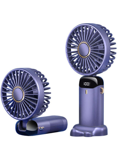 Ventilator Ultra Portabil cu Aromaterapie, 1, de Mana, de Birou, de Gat, 5 Trepte de Viteza, Incarcare USB, Autonomie 12h, Pliabil, cu Ecran LCD