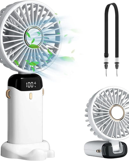 Ventilator Ultra Portabil cu Aromaterapie, 1, de Mana, de Birou, de Gat, 5 Trepte de Viteza, Incarcare USB, Autonomie 12h, Pliabil, cu Ecran LCD