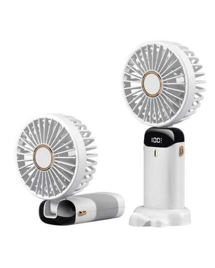 Ventilator Ultra Portabil cu Aromaterapie, 1, de Mana, de Birou, de Gat, 5 Trepte de Viteza, Incarcare USB, Autonomie 12h, Pliabil, cu Ecran LCD