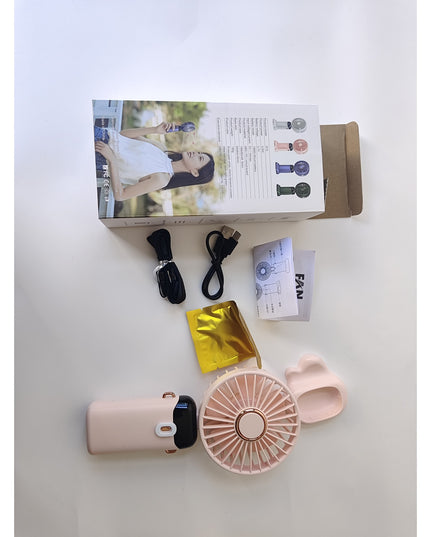 Ventilator Ultra Portabil cu Aromaterapie, 1, de Mana, de Birou, de Gat, 5 Trepte de Viteza, Incarcare USB, Autonomie 12h, Pliabil, cu Ecran LCD