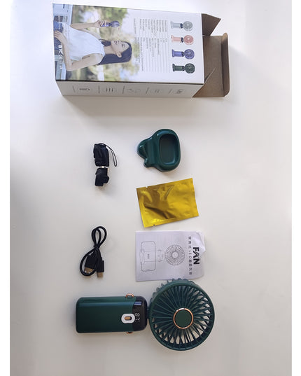 Ventilator Ultra Portabil cu Aromaterapie, 1, de Mana, de Birou, de Gat, 5 Trepte de Viteza, Incarcare USB, Autonomie 12h, Pliabil, cu Ecran LCD