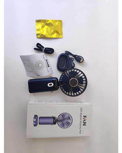 Ventilator Ultra Portabil cu Aromaterapie, 1, de Mana, de Birou, de Gat, 5 Trepte de Viteza, Incarcare USB, Autonomie 12h, Pliabil, cu Ecran LCD