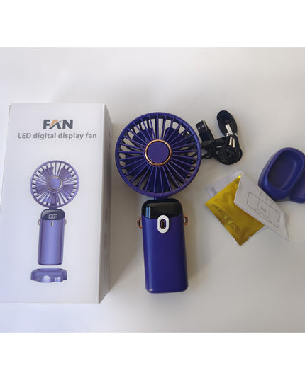 Ventilator Ultra Portabil cu Aromaterapie, 1, de Mana, de Birou, de Gat, 5 Trepte de Viteza, Incarcare USB, Autonomie 12h, Pliabil, cu Ecran LCD