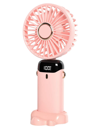 Ventilator Ultra Portabil cu Aromaterapie, 1, de Mana, de Birou, de Gat, 5 Trepte de Viteza, Incarcare USB, Autonomie 12h, Pliabil, cu Ecran LCD