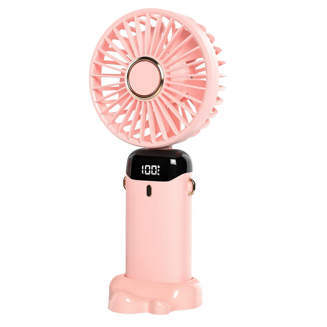 Ventilator Ultra Portabil cu Aromaterapie, 1, de Mana, de Birou, de Gat, 5 Trepte de Viteza, Incarcare USB, Autonomie 12h, Pliabil, cu Ecran LCD