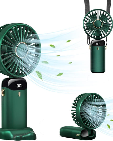 Ventilator Ultra Portabil cu Aromaterapie, 1, de Mana, de Birou, de Gat, 5 Trepte de Viteza, Incarcare USB, Autonomie 12h, Pliabil, cu Ecran LCD