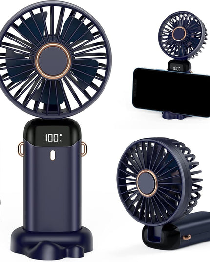 Ventilator Ultra Portabil cu Aromaterapie, 1, de Mana, de Birou, de Gat, 5 Trepte de Viteza, Incarcare USB, Autonomie 12h, Pliabil, cu Ecran LCD