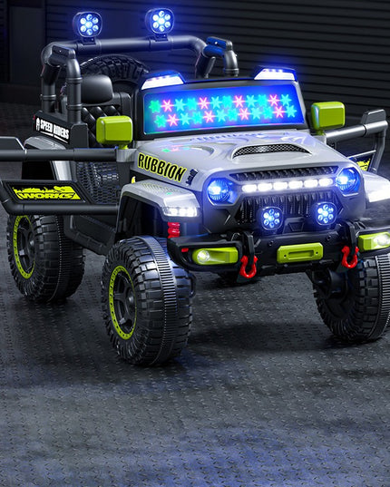 Masina Electrica pentru Copii, Off-Road, Conectare Bluetooth, telecomanda, Tractiune Spate, Lumina Intermitenta, Baterie 12V 7Ah, 120 x 63 x 68cm