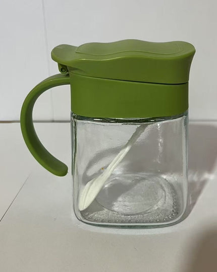 Recipient Condimente, din Stilca, 180 ml, cu Maner si Lingurita,Capac Ondulat