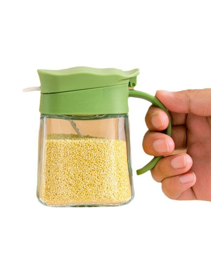 Recipient Condimente, din Stilca, 180 ml, cu Maner si Lingurita,Capac Ondulat