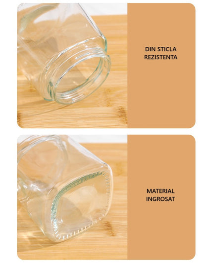 Recipient Condimente, din Stilca, 180 ml, cu Maner si Lingurita,Capac Ondulat