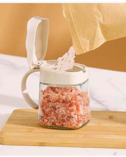 Recipient Condimente, din Stilca, 180 ml, cu Maner si Lingurita,Capac Ondulat