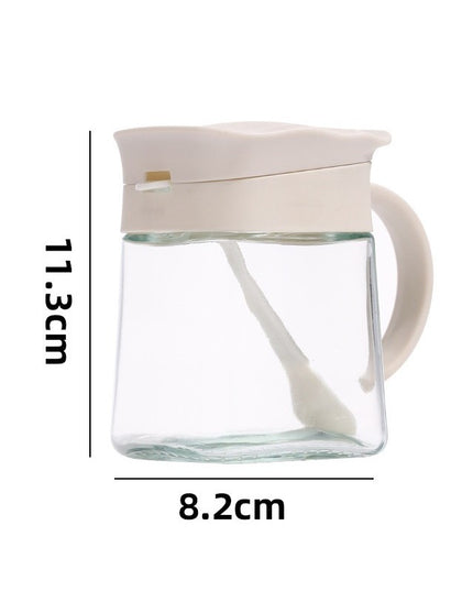 Recipient Condimente, din Stilca, 180 ml, cu Maner si Lingurita,Capac Ondulat