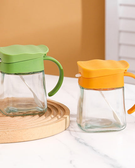 Recipient Condimente, din Stilca, 180 ml, cu Maner si Lingurita,Capac Ondulat