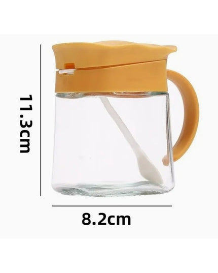 Recipient Condimente, din Stilca, 180 ml, cu Maner si Lingurita,Capac Ondulat