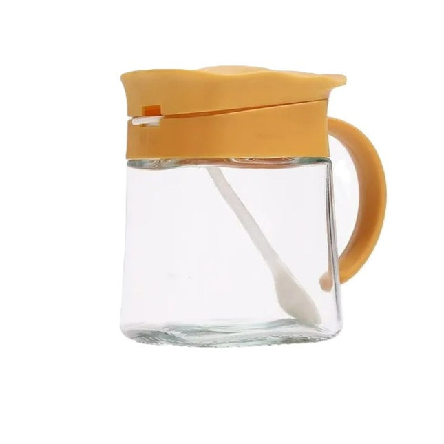 Recipient Condimente, din Stilca, 180 ml, cu Maner si Lingurita,Capac Ondulat