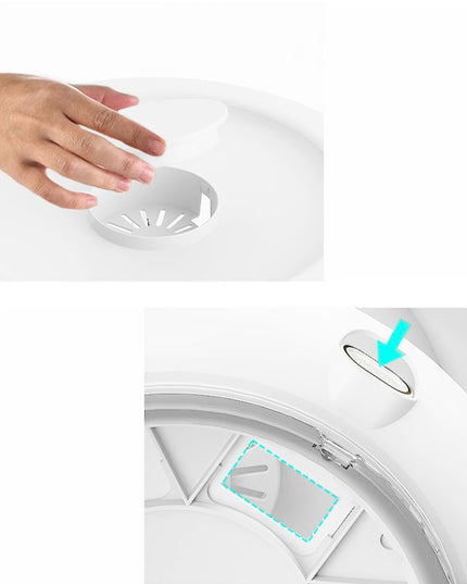 Dozator etajat de cereale rotativ 360, 6 compartimente, capacitate 10L, cofrag special pentru oua, vas pentru scurgerea cerealelor