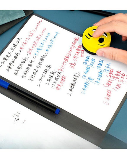 Agenda A5 Reutilizabila cu Pagini Tip Tabla, Agenda Pagini Albe cu Stergere Uscata, 3 Markere, 1 Burete și 1 Laveta de sters, Portabila,Coperta Piele