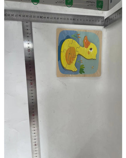 Puzzle Montessori din Lemn pentru Copii, 3D, 0-3 Ani, Model Ratusca, Educativ, Intuitiv, Creativ, 5 Piese, 15x15x0.5 cm