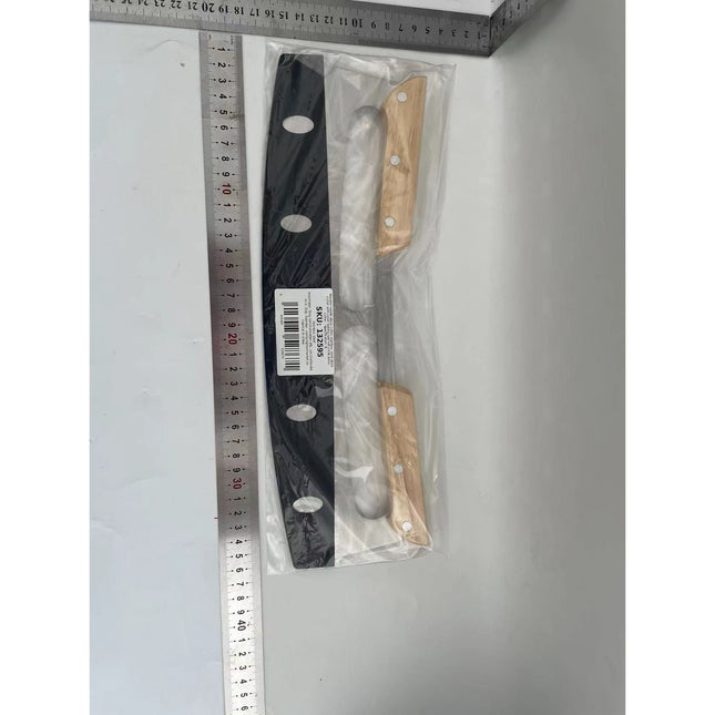 Taietor Feliator de Pizza, din Otel Inoxidabil, cu Capac, Maner din Doua Bucatie, din Lemn, Antialunecare, Lama Neteda si Ascutita