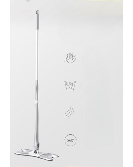 Mop Plat, cu Sistem de Stoarcere, 4 Lavete Incluse, Lungime Telescopica