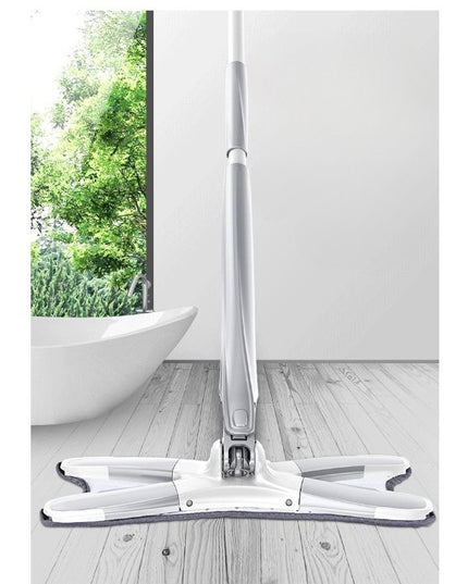 Mop Plat, cu Sistem de Stoarcere, 4 Lavete Incluse, Lungime Telescopica