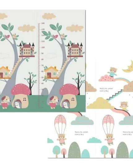 Covoras pentru Copii, cu 2 Fete, Model Ursulet/Catelusi, din XPE+PE, Impermeabil, Antiderapant, Protectie Termica, +3 Luni, Pliabil