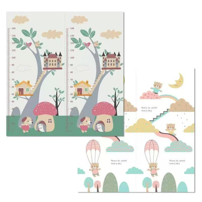 Covoras pentru Copii, cu 2 Fete, Model Ursulet/Catelusi, din XPE+PE, Impermeabil, Antiderapant, Protectie Termica, +3 Luni, Pliabil