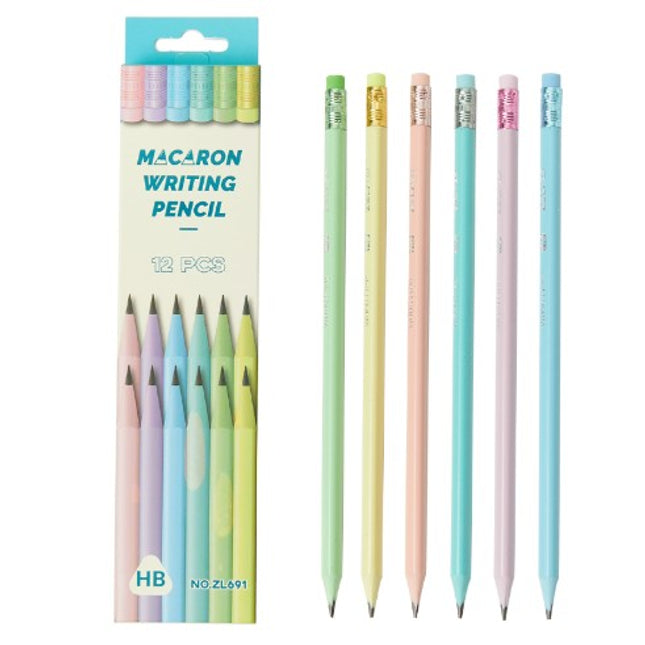 12 Creioane Negre, pentru Elevi Scoala, cu Radiera, Model